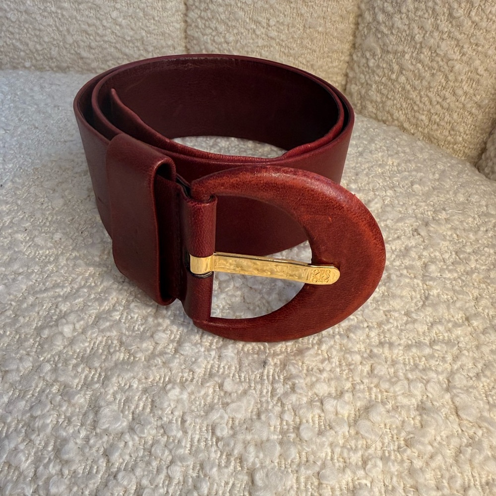 Loewe Deep Brown/Burgundy Leather Belt